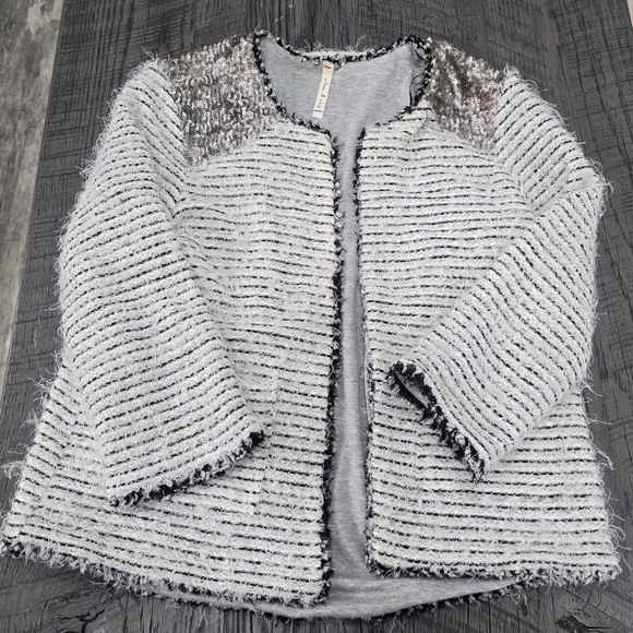 WILLOW & CLAY Trendy Fun Sequins Cardigan Women Crop Jersey Lined (SIZE:SMALL) - Picture 2 of 10